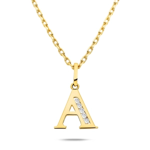 Złota literka z cyrkoniami A