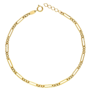 Złota bransoletka segmentowa z owalnymi blaszkami gładkimi i diamentowanymi 585