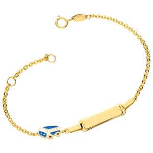 Złota bransoletka blaszka autobus