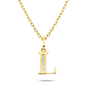 Złota literka z cyrkoniami L