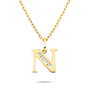 Złota literka z cyrkoniami N
