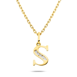 Złota literka z cyrkoniami S