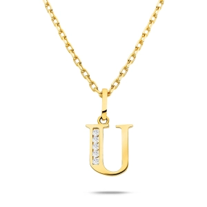 Złota literka z cyrkoniami U