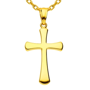 Złota zawieszka krzyżyk gładki klasyczny - owalny
