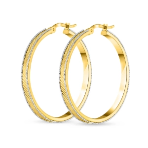 Złote kolczyki koła diamentowane ze szlifem i białym rantem 35 mm