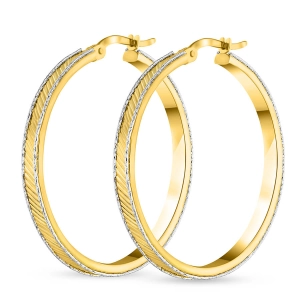 Złote kolczyki koła diamentowane ze szlifem i białym rantem 45 mm