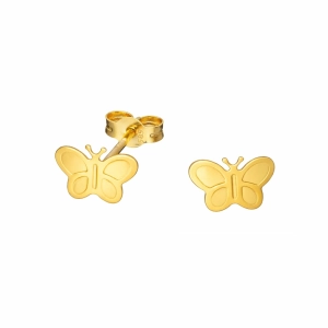 Złote kolczyki sztyfty motylki