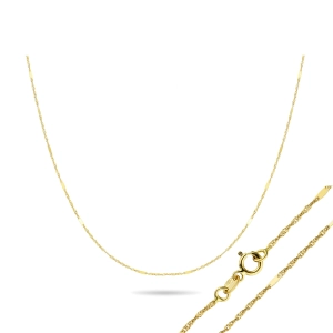 Złoty łańcuszek singapur z blaszką 1 mm 42 cm ze złota próby 585