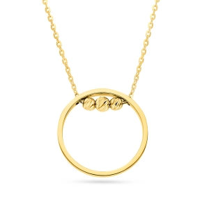 Złoty naszyjnik celebrytka ring z diamentowanymi kuleczkami