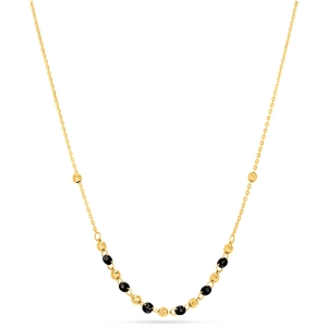 Złoty naszyjnik celebrytka czarne kulki i kuleczki diamentowane złoto 585