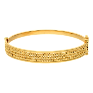 Złota bransoletka sztywna bangle kulki diamentowane PRESTIGE