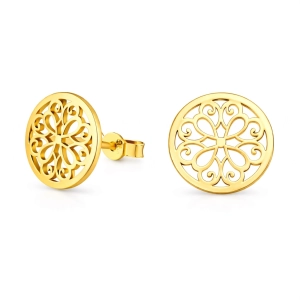 Złote kolczyki sztyfty - kółka ażurowe złote 585