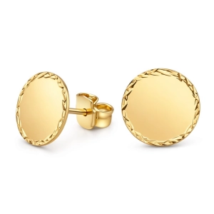 Złote kolczyki sztyfty kółka gładkie złote - diamentowane brzegi złoto 585