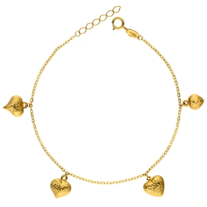 Złota bransoletka celebrytka diamentowane serduszka