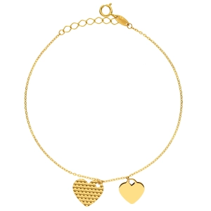Złota bransoletka celebrytka serce gładkie i grawerowane