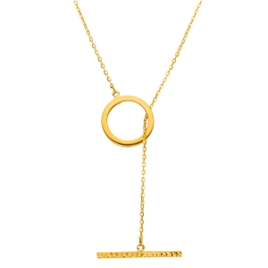 Złoty naszyjnik celebrytka przeciągana pałeczka przez kółko