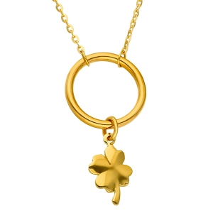 Złoty naszyjnik celebrytka kółko z koniczyną