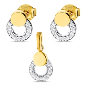 Złoty komplet kolczyki i przewieszka z cyrkoniami ze złota 333