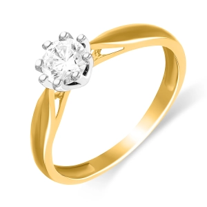 Złoty pierścionek zaręczynowy cyrkonia - klasyczna korona - classic