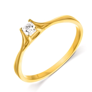 Złoty pierścionek cyrkonia kwadrat