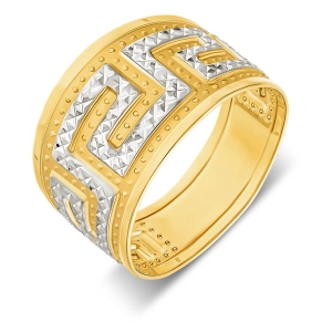 Złoty pierścionek szeroki - diamentowana droga grecka