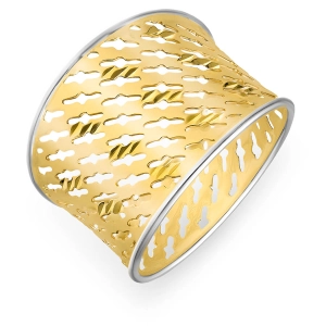 Przyciągający wzrok szeroki pierścionek ze złota próby 333 z unikatowym ażurem
