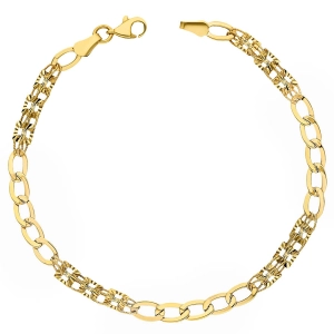 Złota bransoletka pancerka z diamentowanymi blaszkami