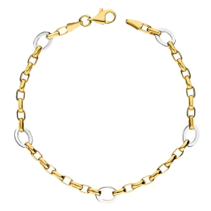 Złota bransoletka biało-żółta klasyczna segmentowa - ogniwa duże i małe