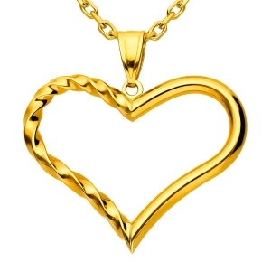 Duża złota zawieszka serce - gładkie/diamentowane