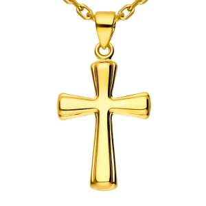 Nowoczesny złoty krzyżyk zawieszka