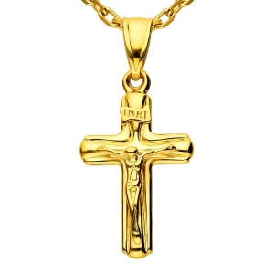 Klasyczny złoty krzyż z wizerunkiem Jezusa - zawieszka