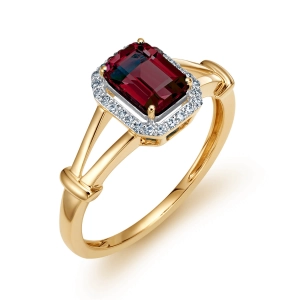 Złoty pierścionek z brylantami i rubinem RR46093RBY 0,11 ct