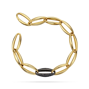 Złota brasoletka złote ogniwa z oksydowanym czarnym ogniwem Prestige B_2