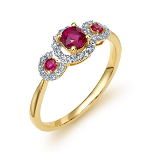 Złoty pierścionek zaręczynowy z rubinami i brylantami JR12059RBY