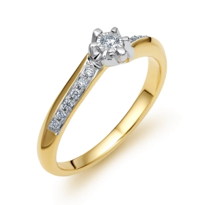 Złoty pierścionek z brylantami KR72320Y17 0,13 CT