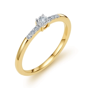 Złoty pierścionek z brylantami RR680Y10 0,08 CT