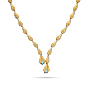 Złoty naszyjnik london blue topaz matowe krople 48 cm Prestige Z_25