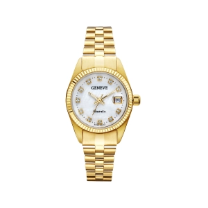 Damski złoty zegarek Geneve - masa perłowa i cyrkonie złoto 585 City Z_2
