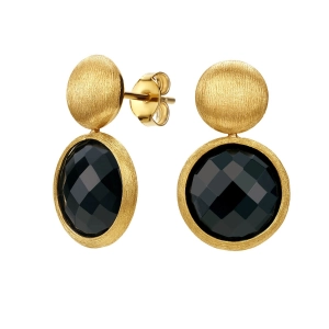 Złote kolczyki z onyksem prestige K_39