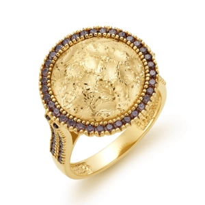 Złoty pierścionek z kwarcami dymnymi Prestige P_21