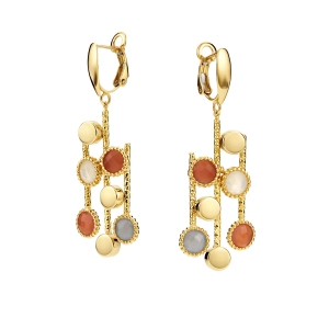 Złote kolczyki karneol i kwarc księżycowy Prestige K_27