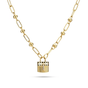 Złoty naszyjnik kłódka z czarnym kontrastem City Z_27