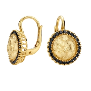 Złote kolczyki z onyksami Prestige K_44