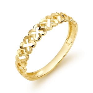 Złoty pierścionek diamentowana koniczyna ażurowy motyw złoto 585 City P_10