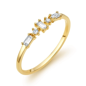 Złoty pierścionek z cyrkoniami baguette City P_12