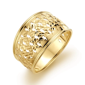 Złoty pierścionek lightning ażurowa powierzchnia siamentowana złoto 585 City P_13
