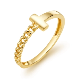 Złoty pierścionek z motywem pancerki T-Bar City P_9