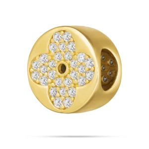 Złoty charms 585 z cyrkoniami w kształcie kwiatu - promienna elegancja