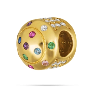Złoty charms 585 dwustronny z cyrkoniami - spektakularna elegancja i blask