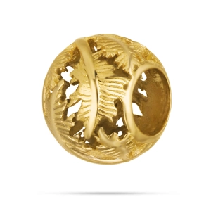 Złoty charms ażurowy 585 z liśćmi palm - tropikalna elegancja